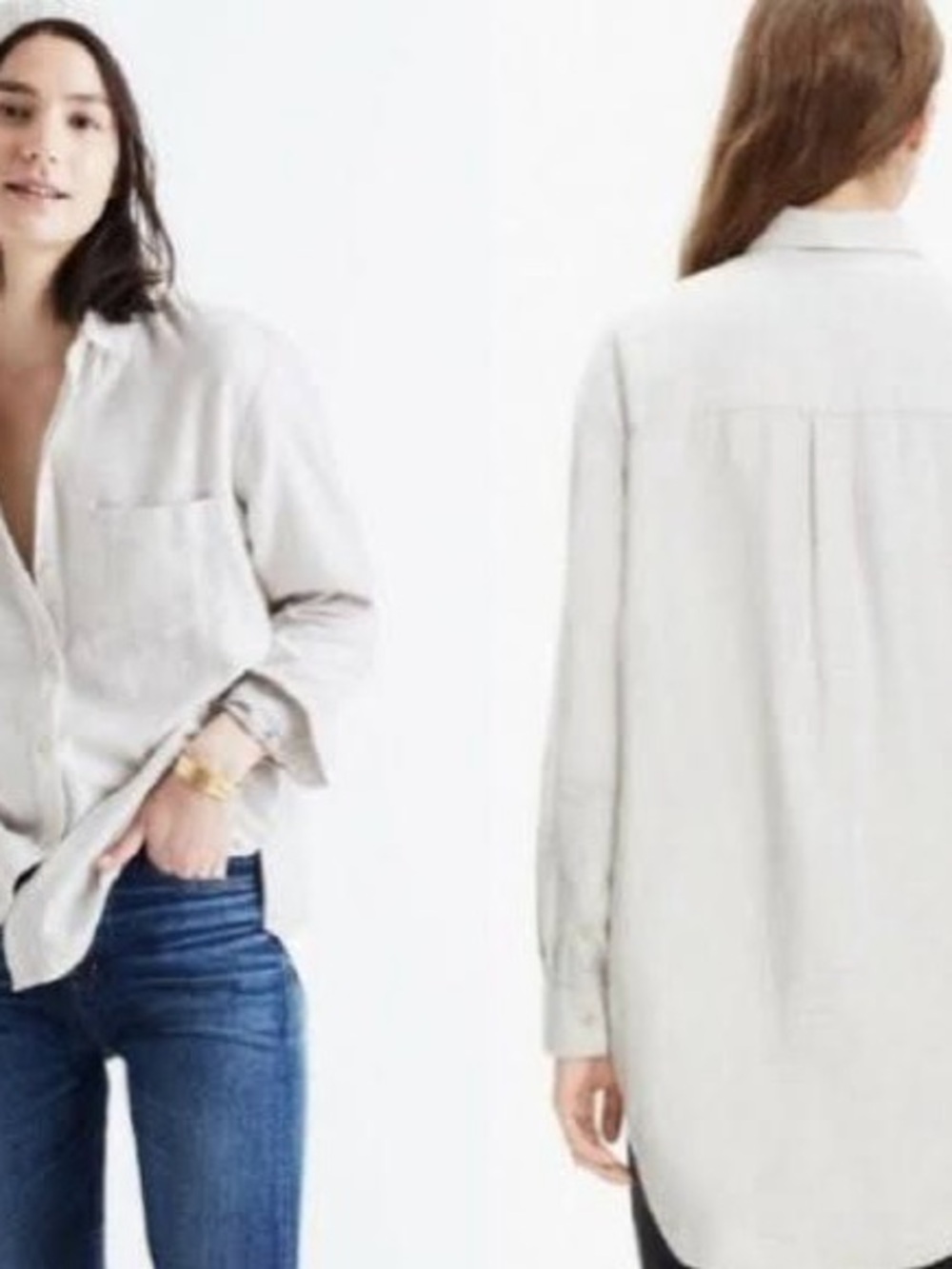 Women's Relaxed Button-Down Shirt in Light Grey